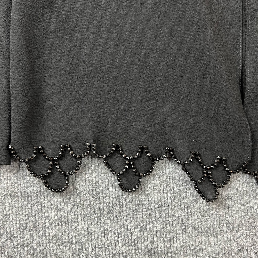 J.R.Nites by Caliendo Cardigan Sz 10 one Front Button Black Scalloped Beaded Hem - Picture 4 of 10